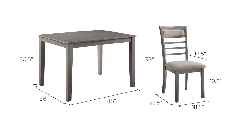 Anderson 5-pc Dining Set Dimensions