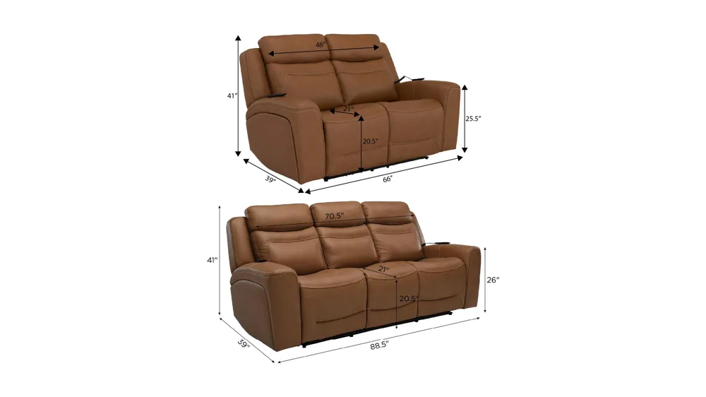 Morgenthal Triple Power Living Room Set w/ Heat & Massage Dimensions