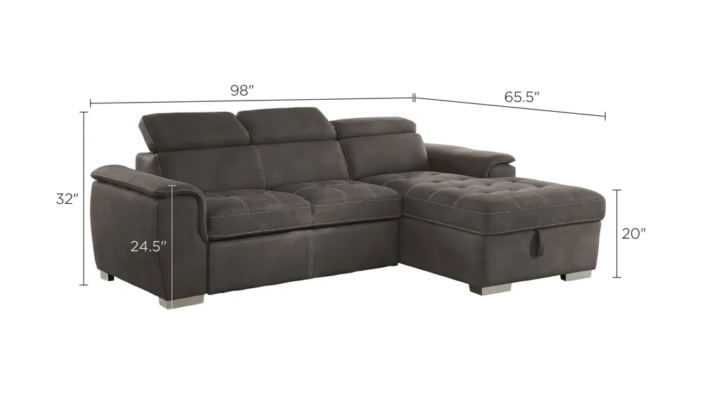 Elenor 2-pc. Sectional Sleeper Dimensions