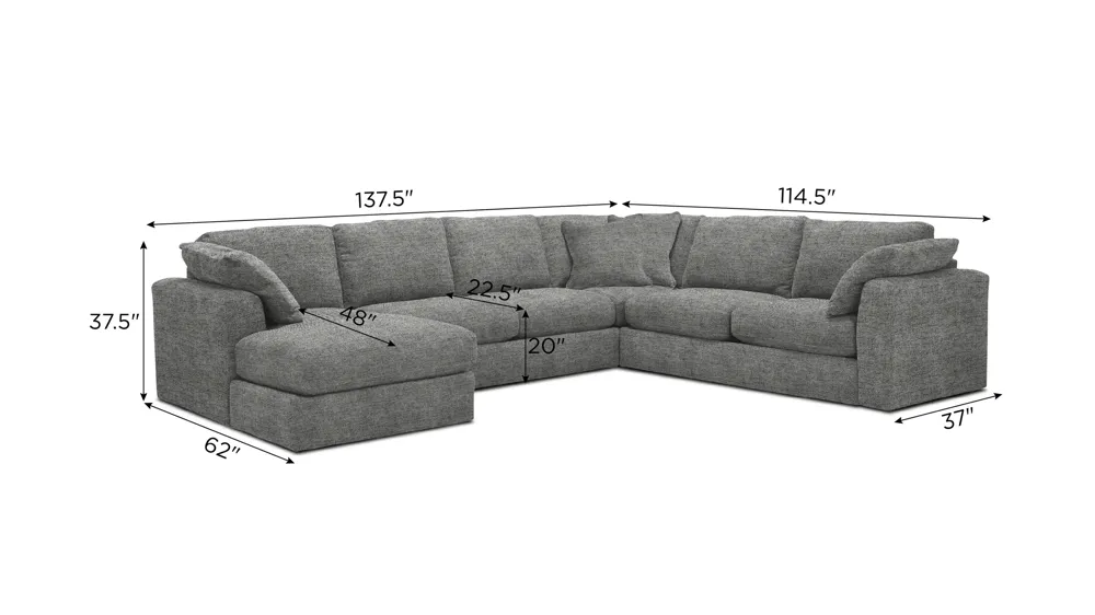 Nappily 4-pc. Sectional Dimensions