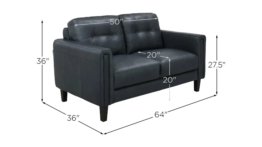 Salerno Leather Loveseat Dimensions