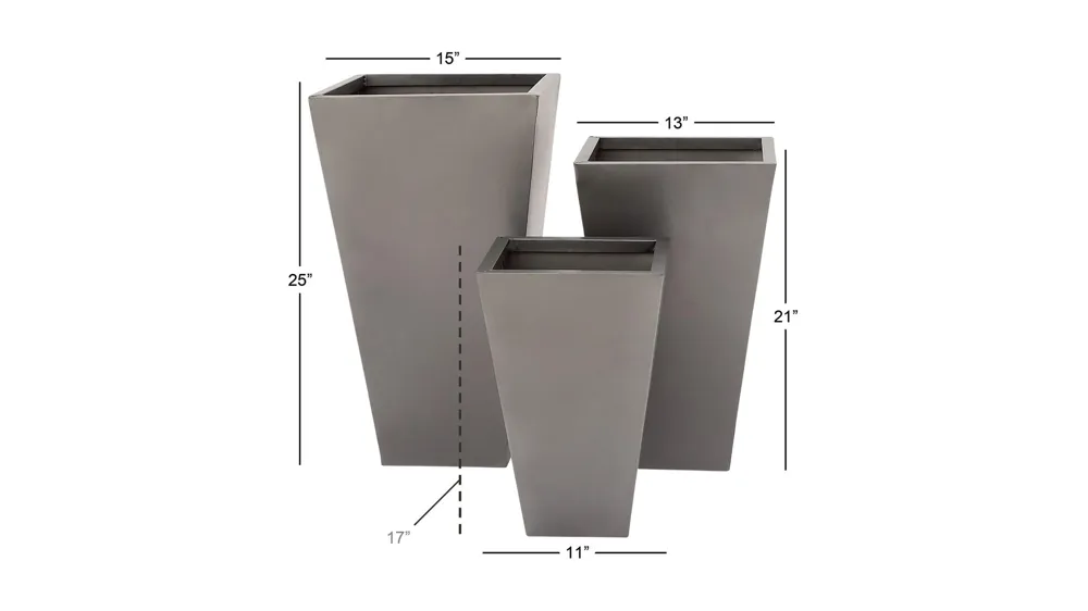 Ivy Collection Stellacopter Planter Set of 3 Dimensions