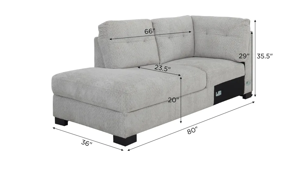 Pierce Left Arm Facing Corner Bumper Chaise Dimensions