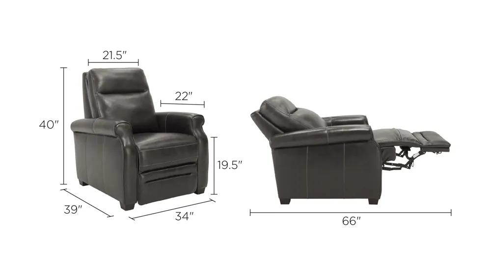 Kellner Leather Power Recliner w/ Power Headrest Dimensions