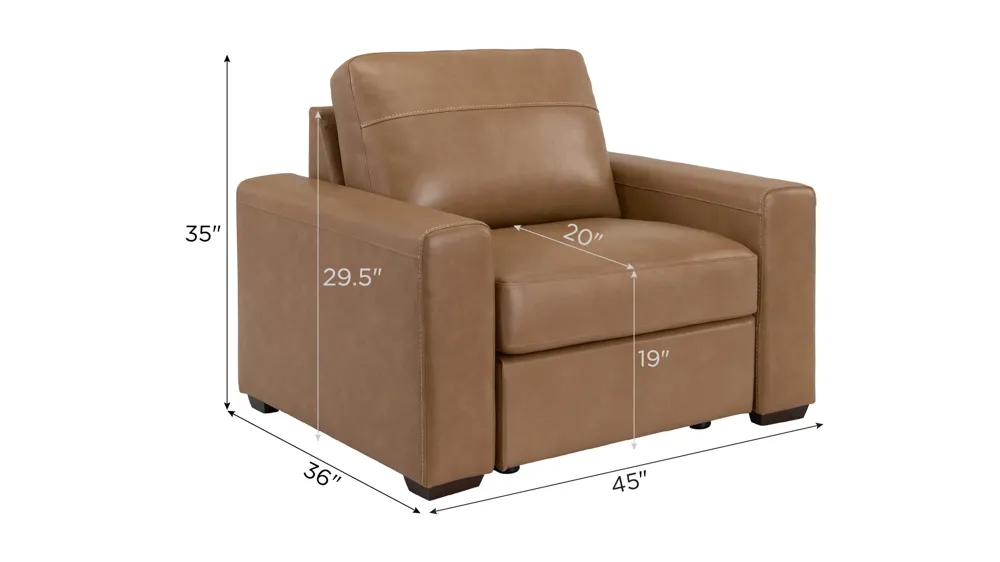 Harley 2-pc. Leather Chair Dimensions