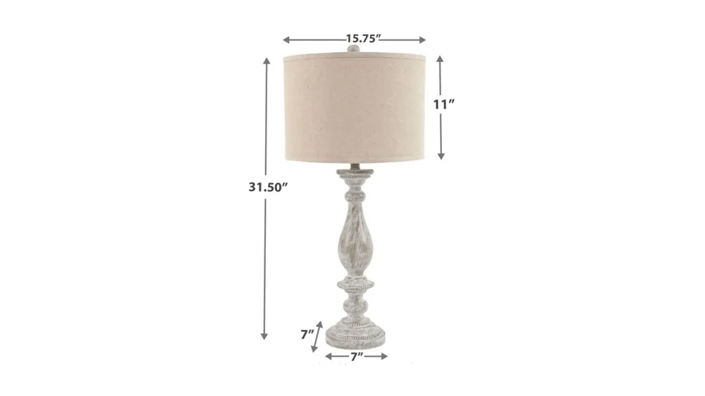Bernadate Poly Table Lamp Set Dimensions
