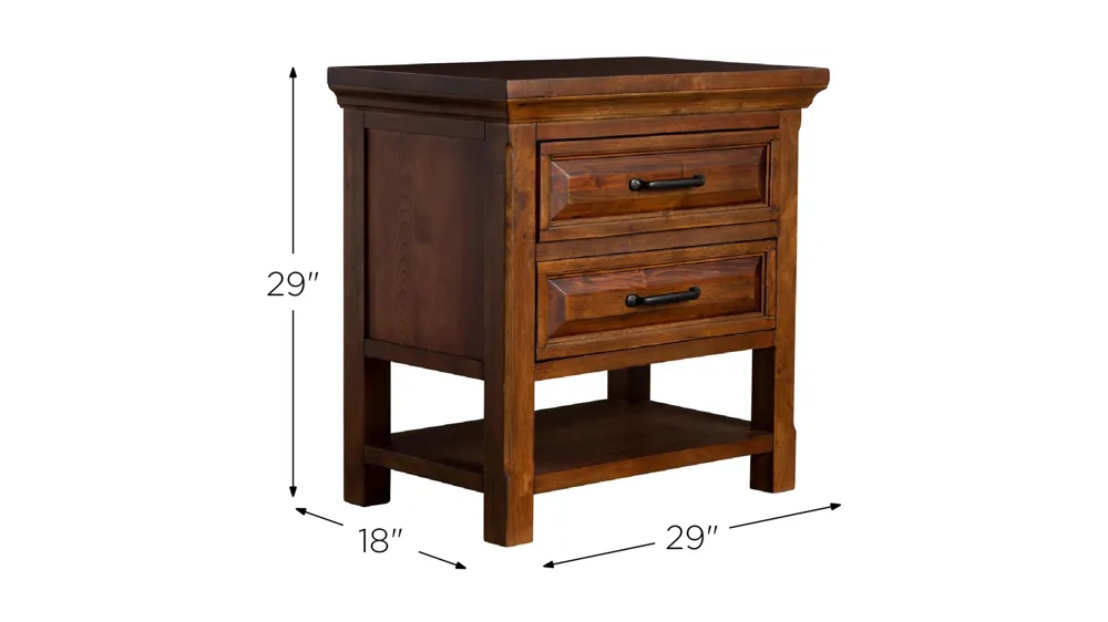 HillCrest Two Drawer Night Stand Dimensions