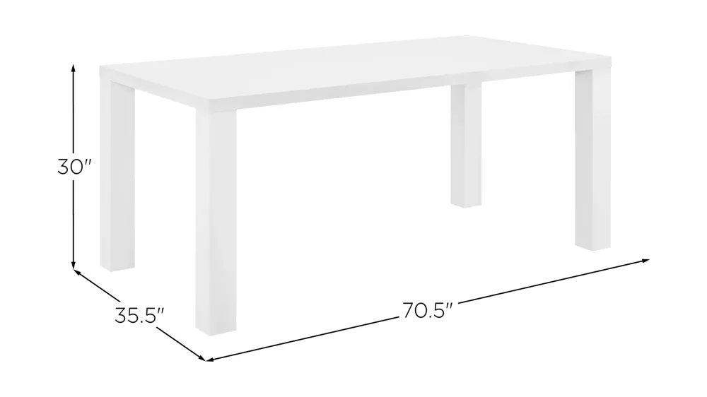 Tresero 70" Dining Table Dimensions