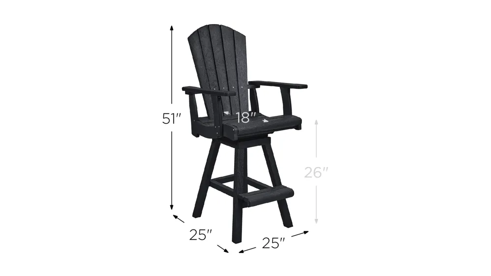 Generation Recycled Outdoor Swivel Bar Height Arm Chair Dimensions
