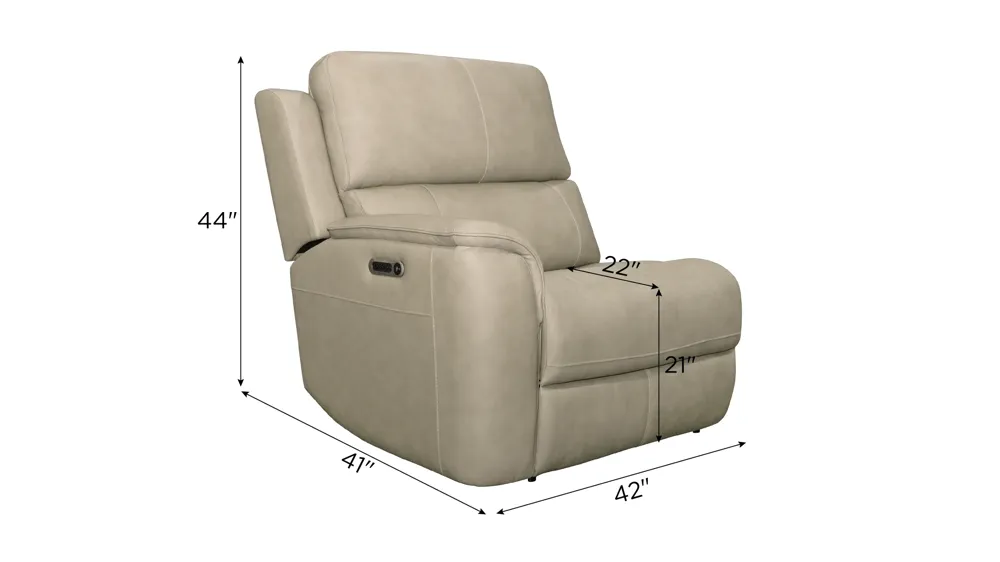 Henrick Triple Power Leather Left Arm Facing Recliner Dimensions