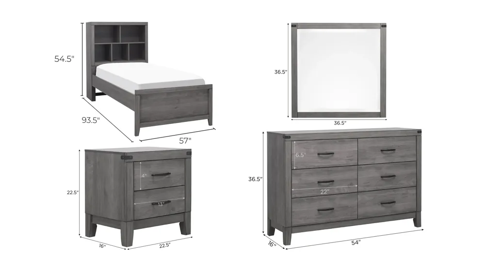 Piper 4-pc. Bedroom Set Dimensions
