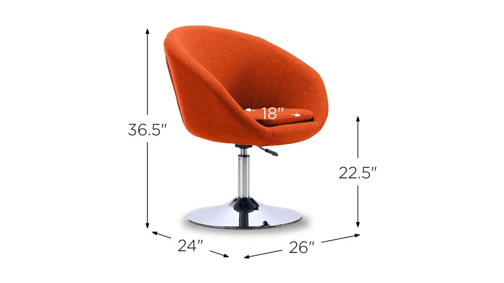 Hopper Swivel Adjustable Height Chair (Set of 2) Dimensions