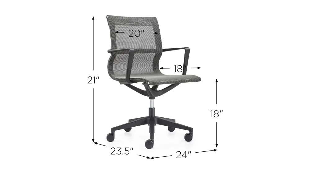 Kinetic Black Frame Office Chair with Mesh Back Dimensions