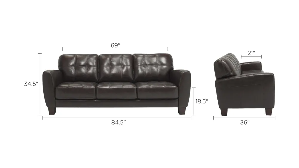 Gino Leather Sofa Dimensions