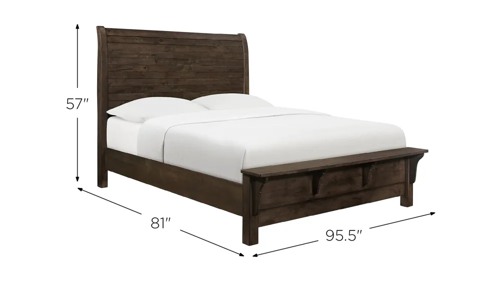 Ashton Hills Sleigh Bed with Bench Footboard Dimensions