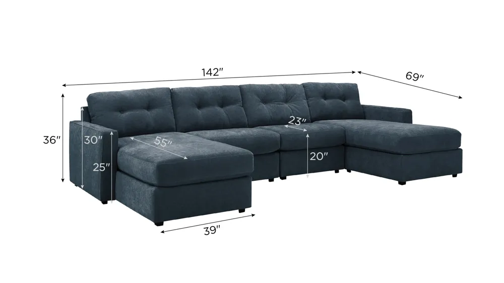 ModularOne 4-pc. Sectional Dimensions
