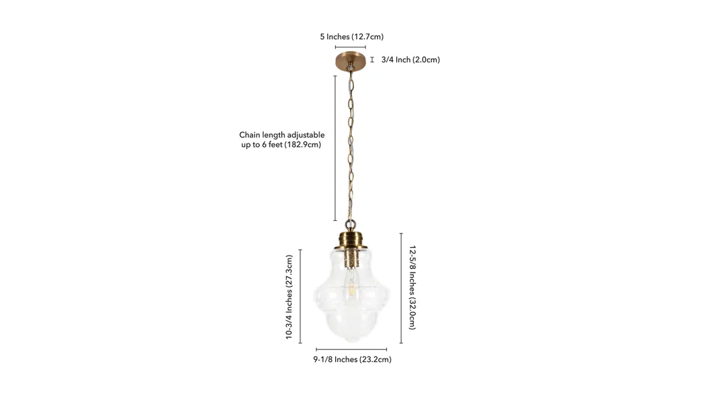 Isidora Seeded Glass Pendant Dimensions