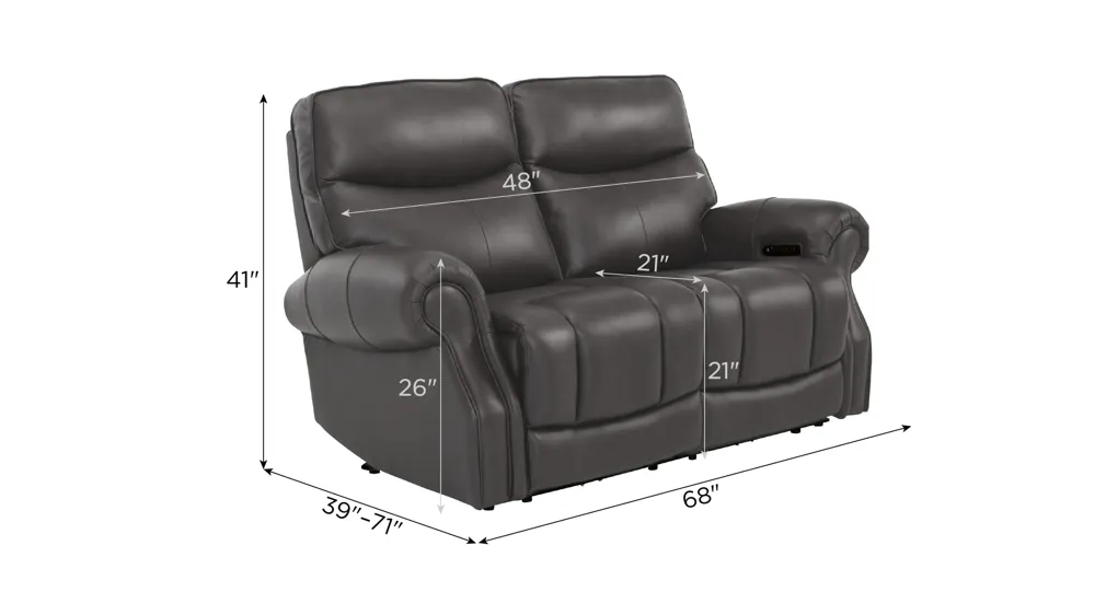 Brooks 2-pc. Zero Gravity Triple Power Loveseat Dimensions