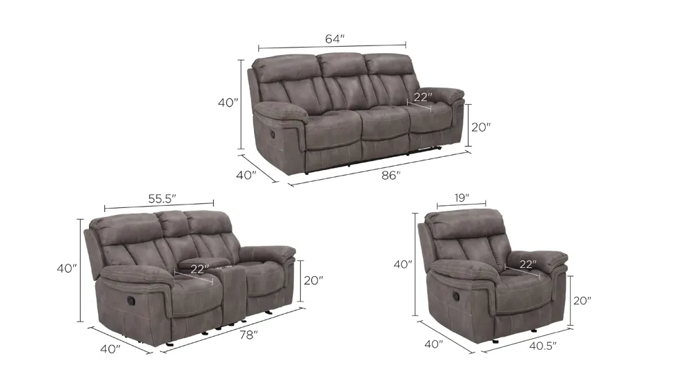 Ryder Living Room Set Dimensions