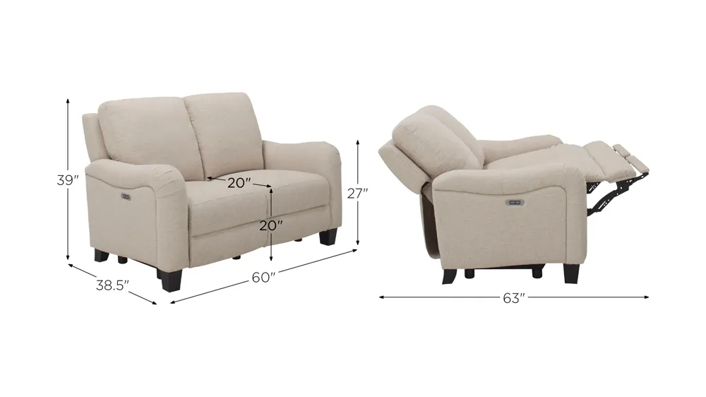 Dillon Power-Reclining Loveseat Dimensions