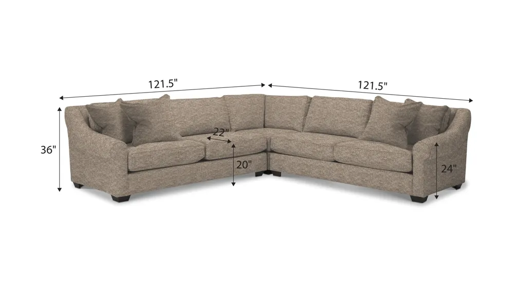 Thatcher 3-pc. Sectional Dimensions