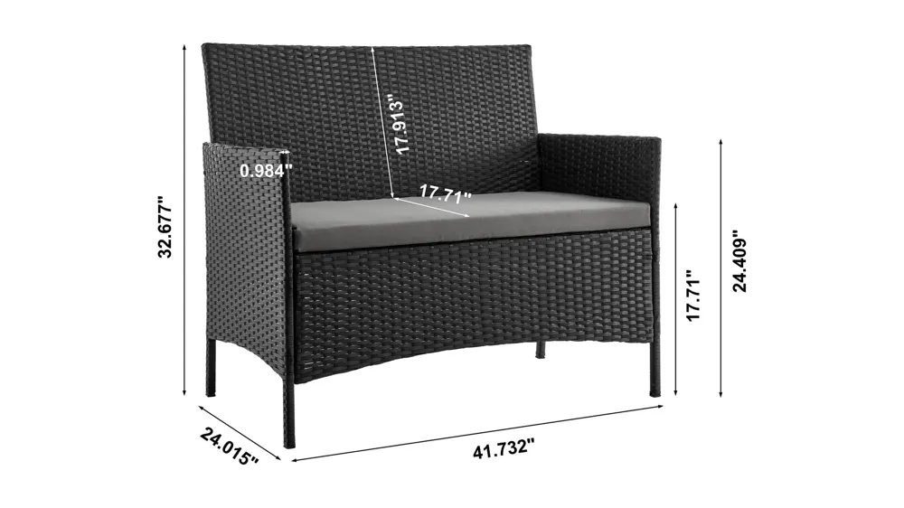 Imperia 4 Pc Outdoor Conversation Patio Set Dimensions