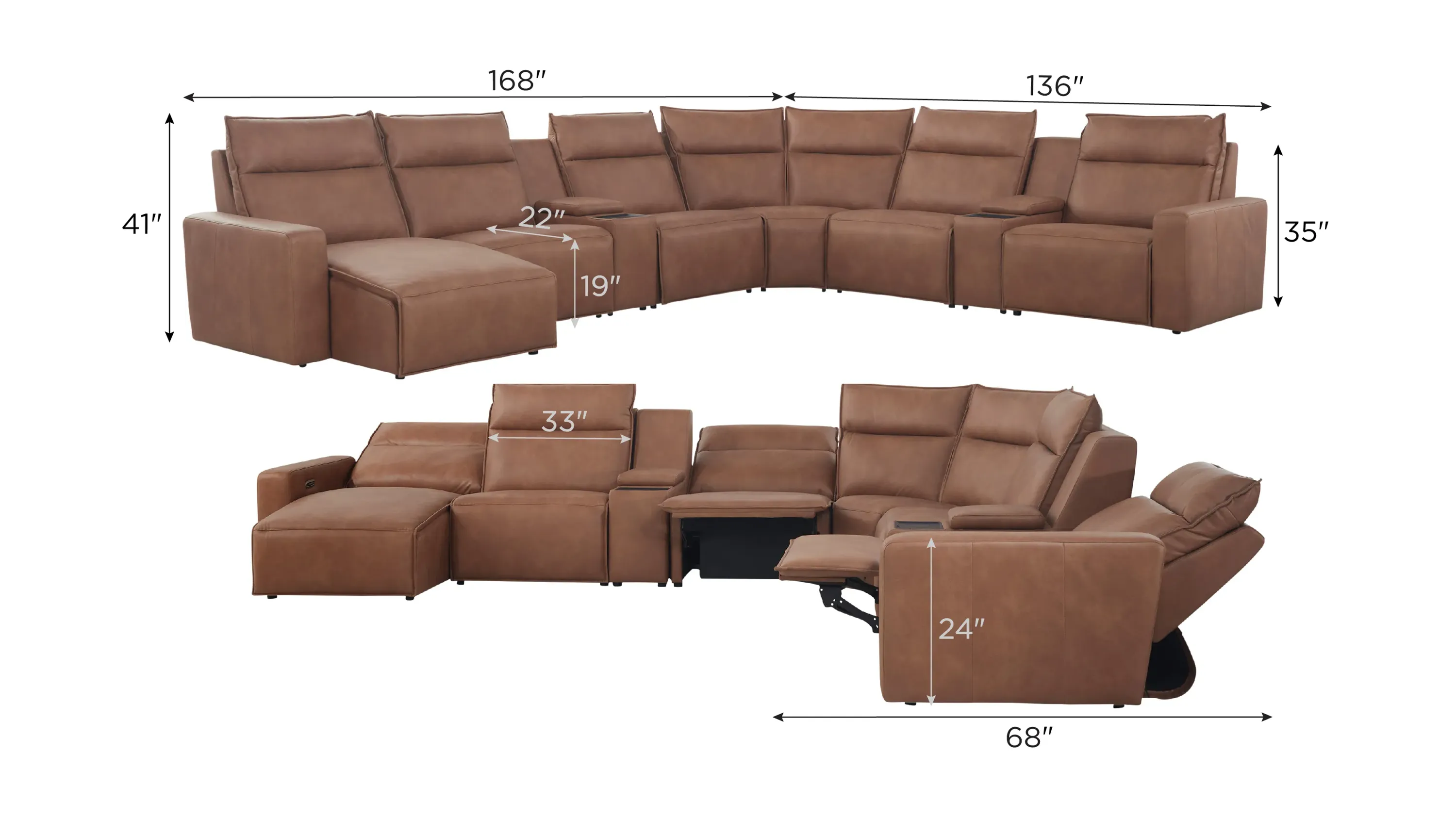 ModularTwo 8-pc. Dual Power Sectional w/ Media Console | Raymour