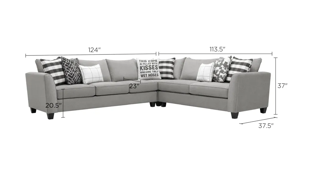 Daine 3-pc. Sectional Sofa Dimensions