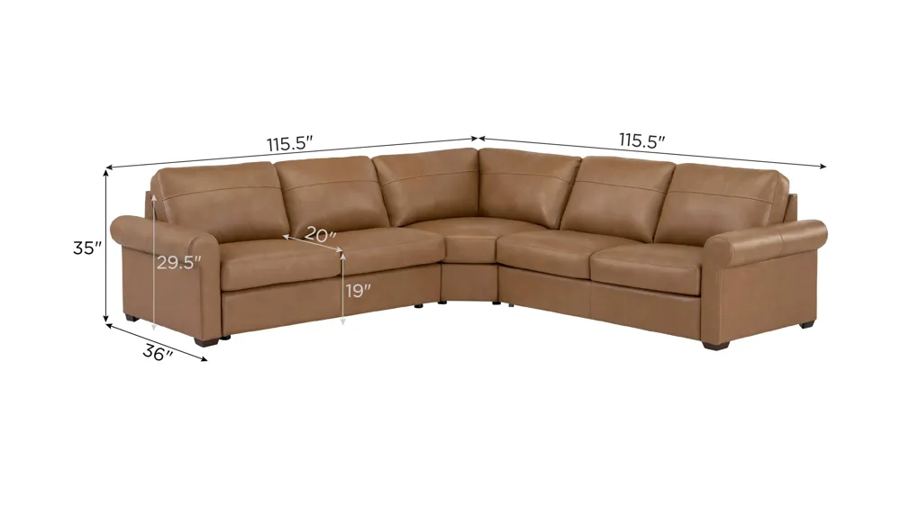 Harley 4-pc. Leather Sectional Dimensions