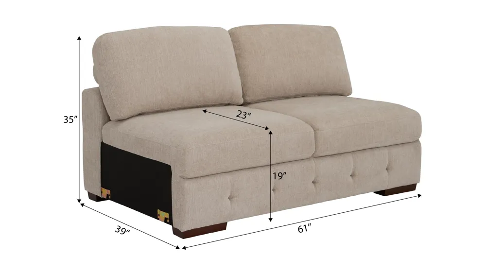 Dolman Armless Loveseat Dimensions