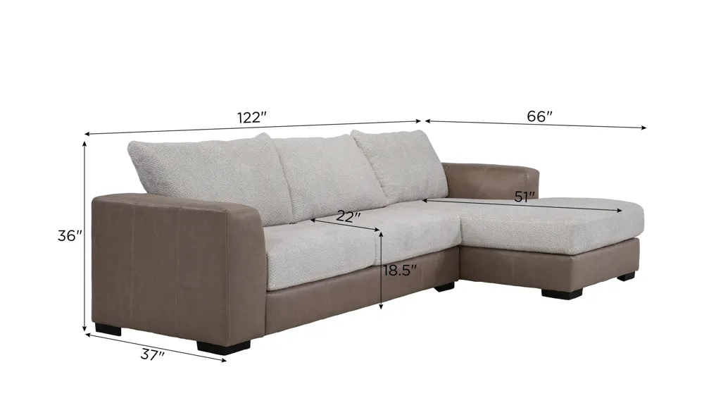 Mosley 2-pc. Sectional Dimensions