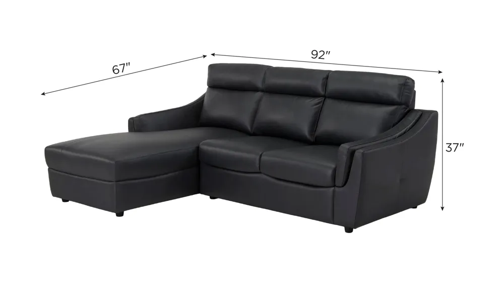 Warner 2-pc. Leather Sofa Chaise Dimensions