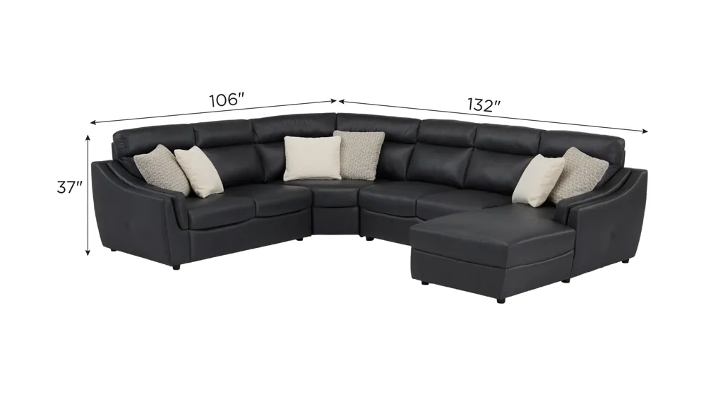 Warner 4-pc. Leather Sectional Dimensions