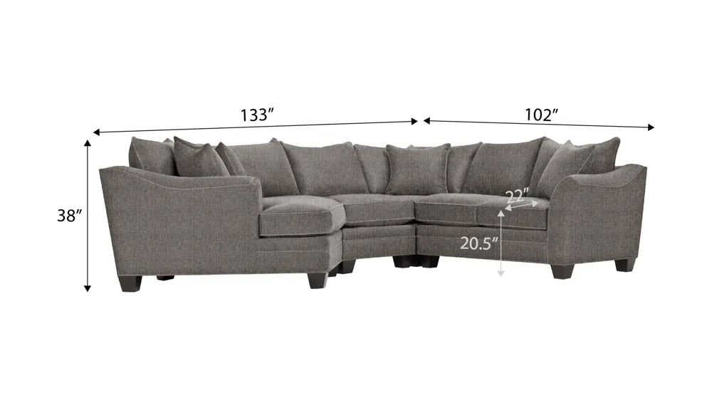 Foresthill 4-pc. Left Hand Cuddler Sectional Sofa Dimensions