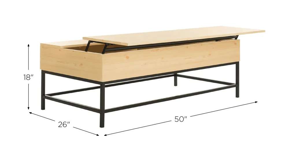 Marjoram Lift Top Coffee Table Dimensions