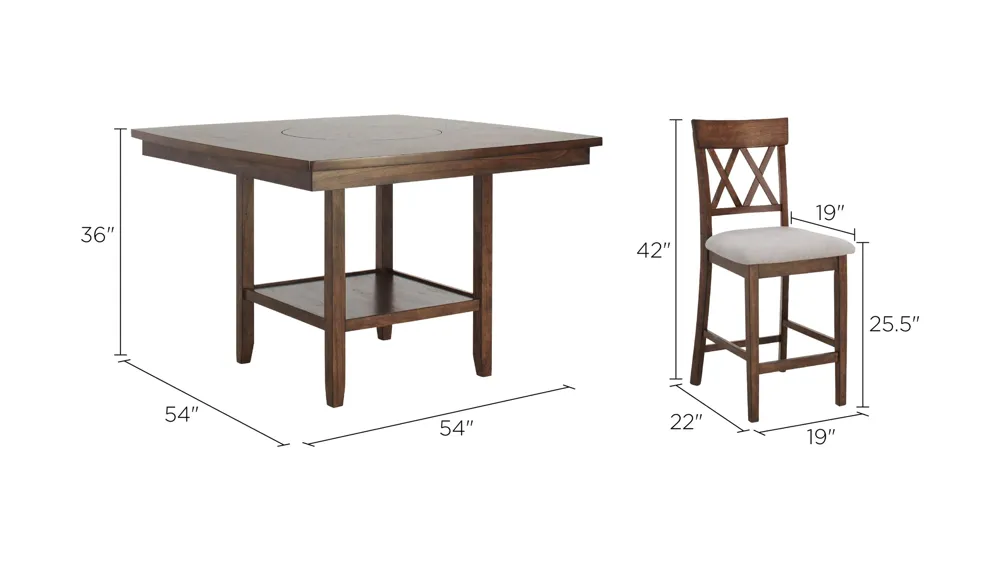 Elmore 5-pc Dining Set Dimensions