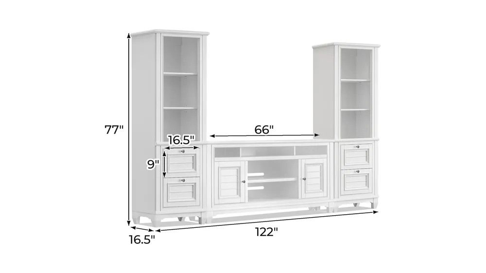 Cape Town 3-pc. 66" Entertainment Wall Dimensions