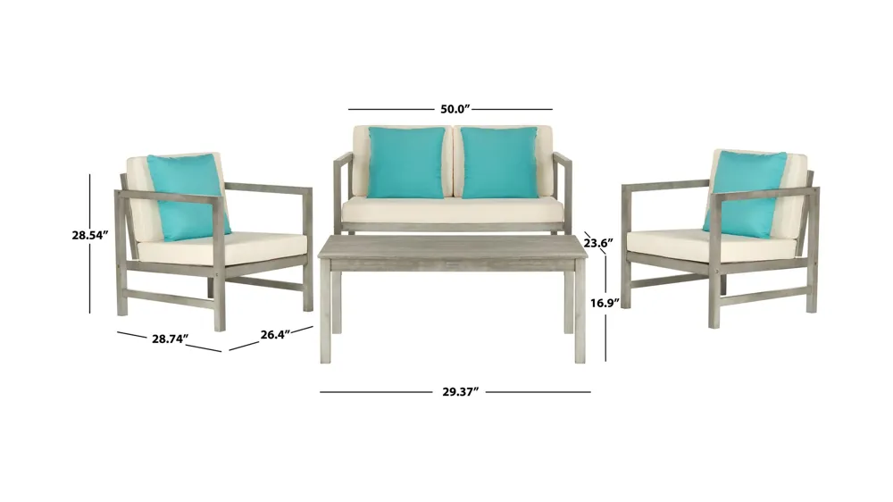Hinaku 4-pc. Outdoor Set w/ Accent Pillows Dimensions