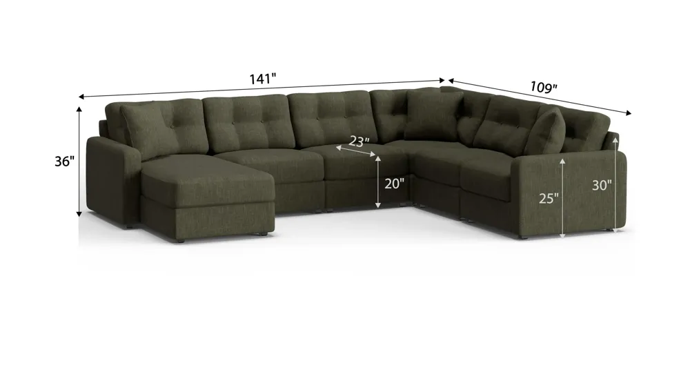 ModularOne 6-pc. Sectional Dimensions