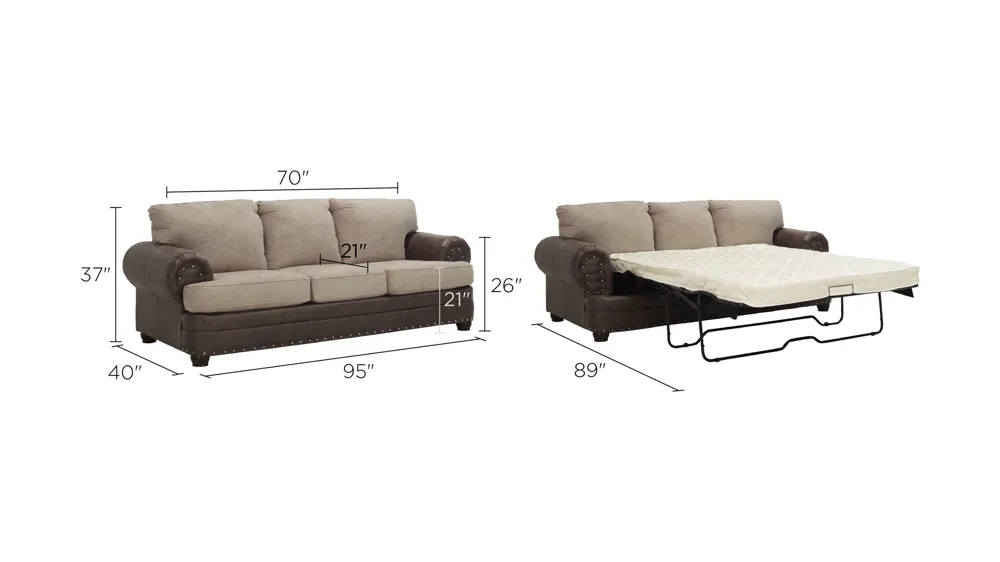 Newman Chenille Queen Sleeper Sofa Dimensions
