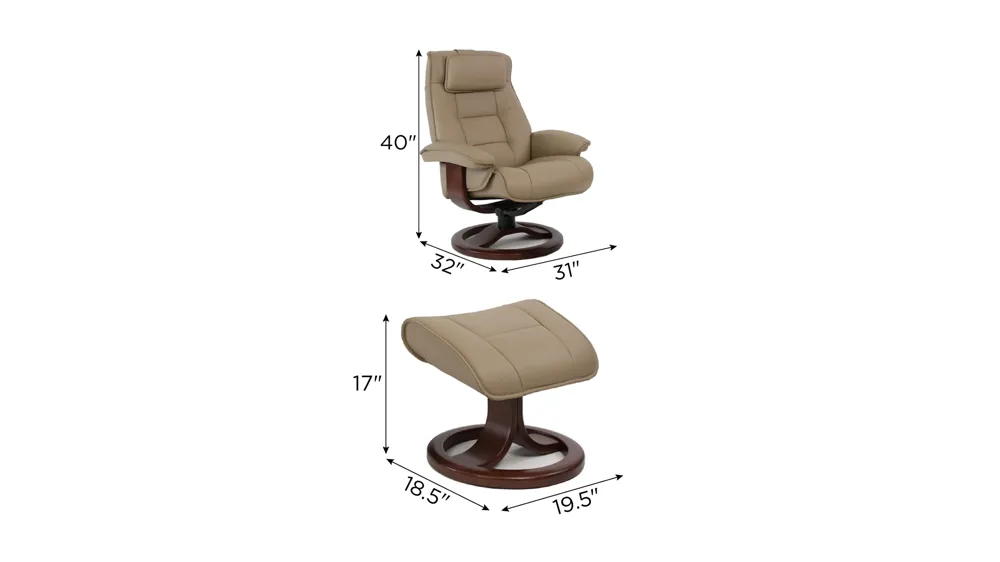 Mustang R Small Recliner and Ottoman Dimensions