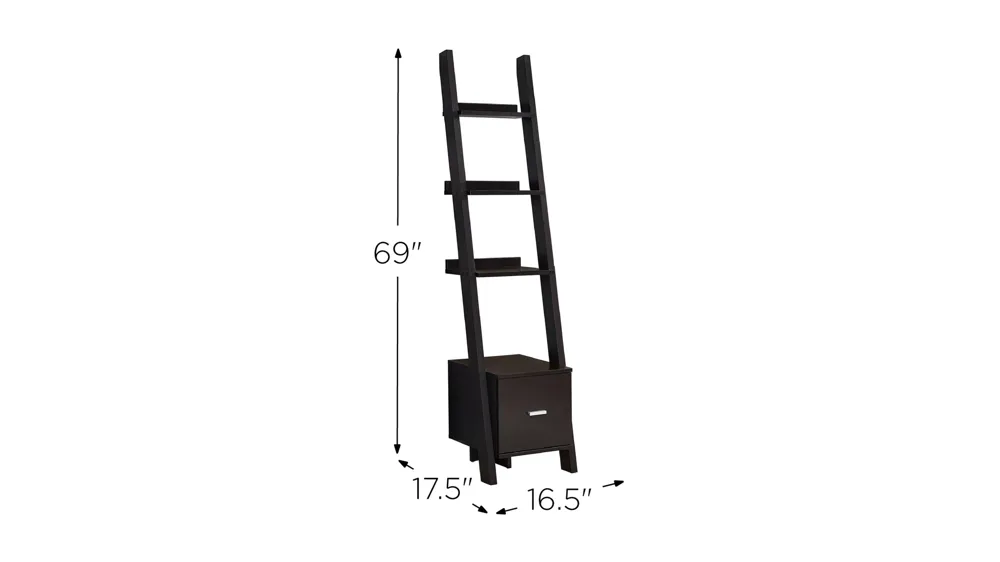 Russo Corner Bookcase with Drawer Dimensions