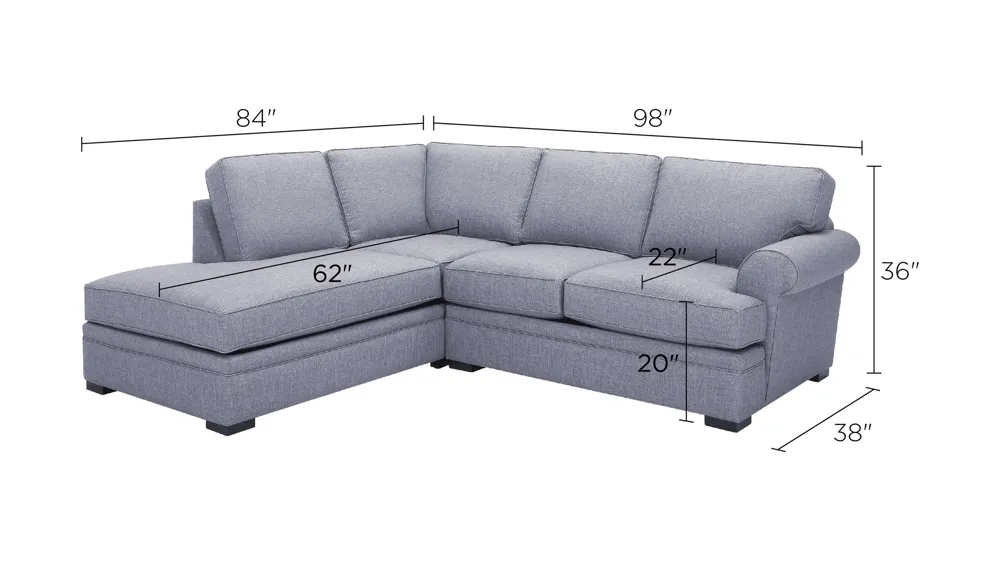 Granger 2-pc. Sectional Sofa Dimensions
