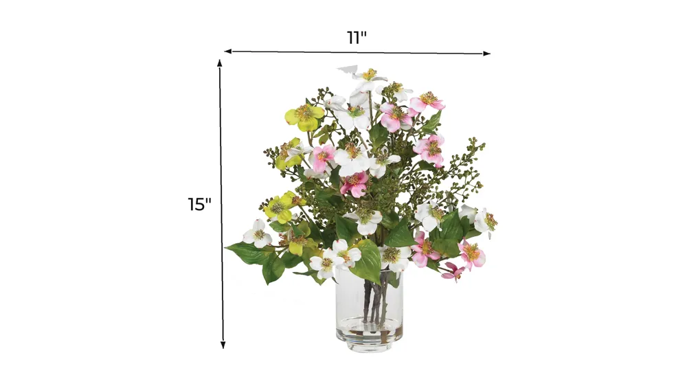 Dogwood Silk Flower Artificial Arrangement Dimensions