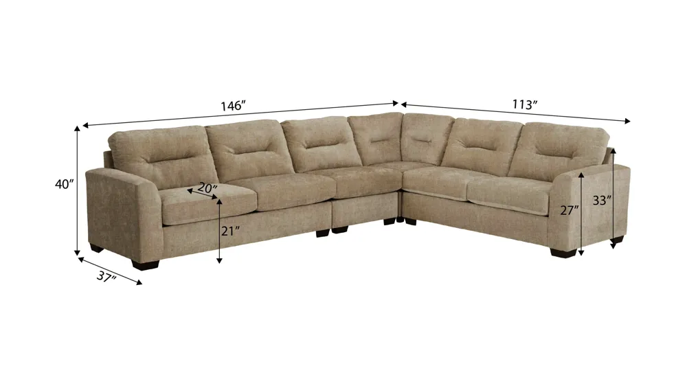 Oliver 4-pc. Sectional Dimensions