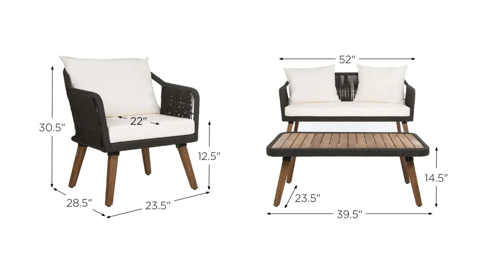 Nason Rope 4 Piece Living Set Dimensions