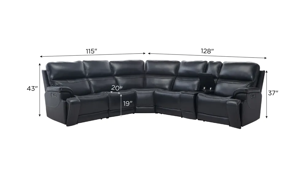 Presley 6-pc. Zero Gravity Triple Power Sectional w/ Heat & Massage Dimensions