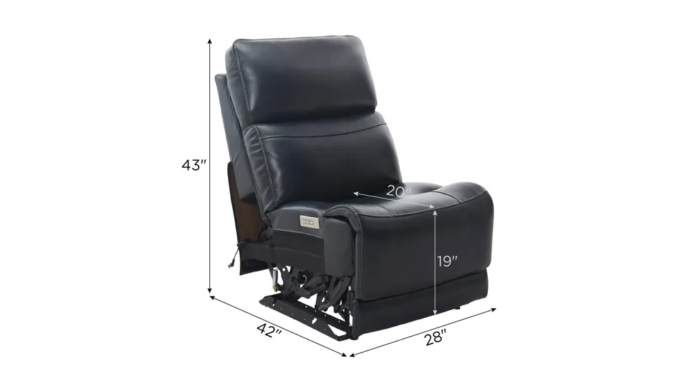 Presley Power Armless Recliner w/ Power Headrest, Lumbar and Zero Gravity Dimensions