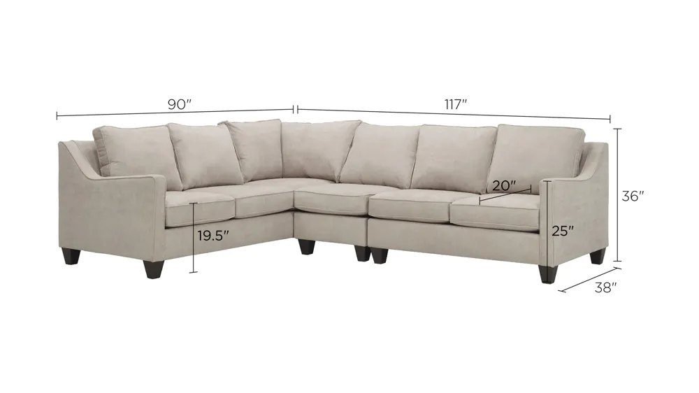 Ezra 3-pc. Chenille Sectional Sofa Dimensions