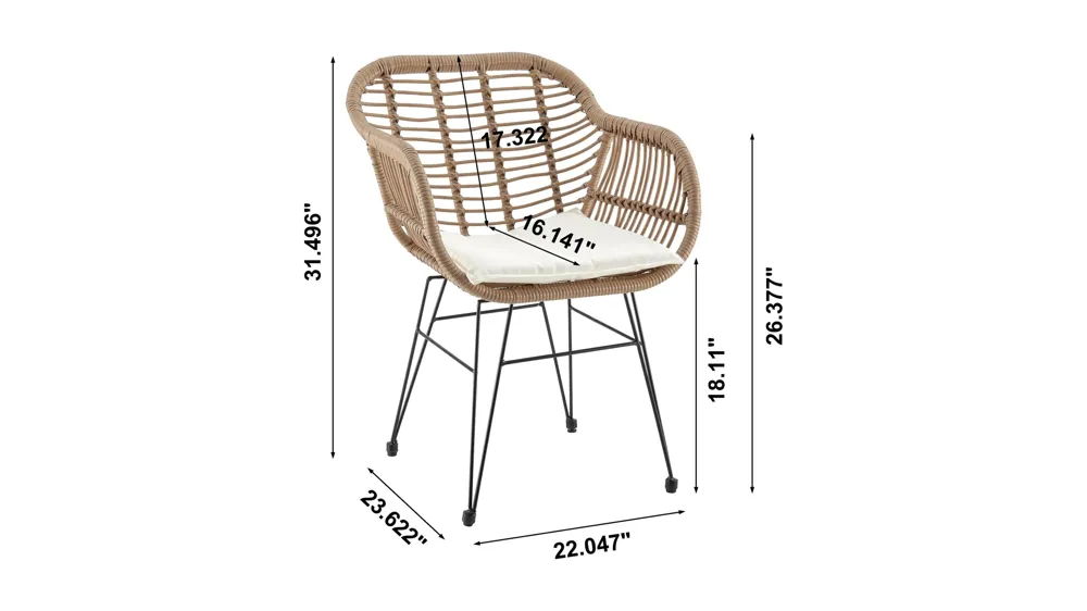 Antibes 1.0 3 Pc Outdoor Patio Set Dimensions